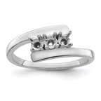 14k White Gold Genuine 3 Stone Mother's Ring