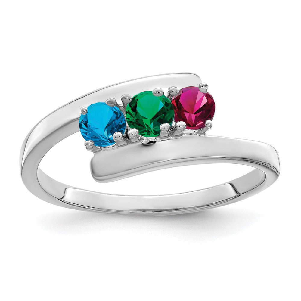 14k White Gold Synthetic Family Jewelry Ring
