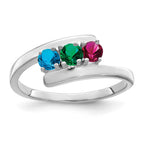 Sterling Silver Rhodium-plated Synthetic 3 Stone Mother's Ring