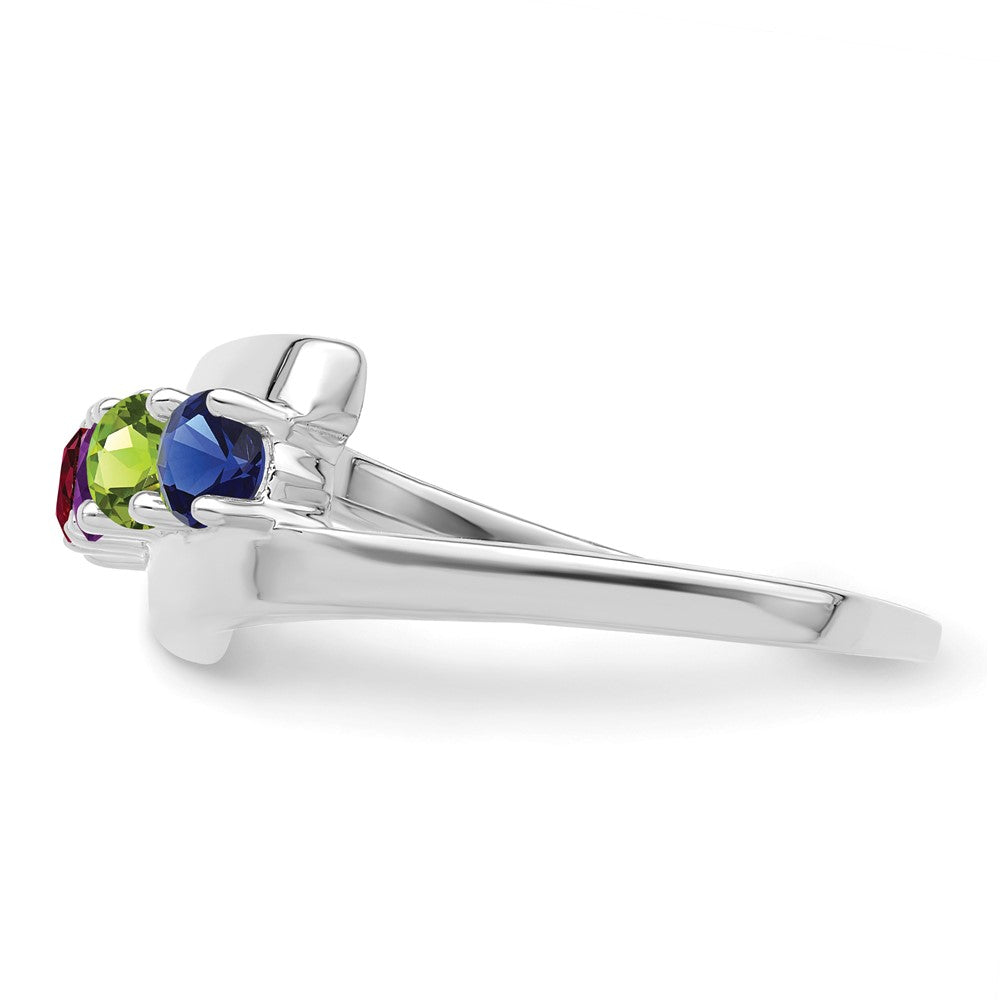 14k White Gold Genuine 4 Stone Mother's Ring