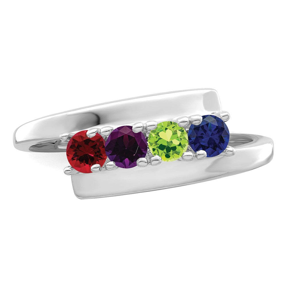 14k White Gold Genuine 4 Stone Mother's Ring