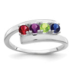 14k White Gold Genuine 4 Stone Mother's Ring