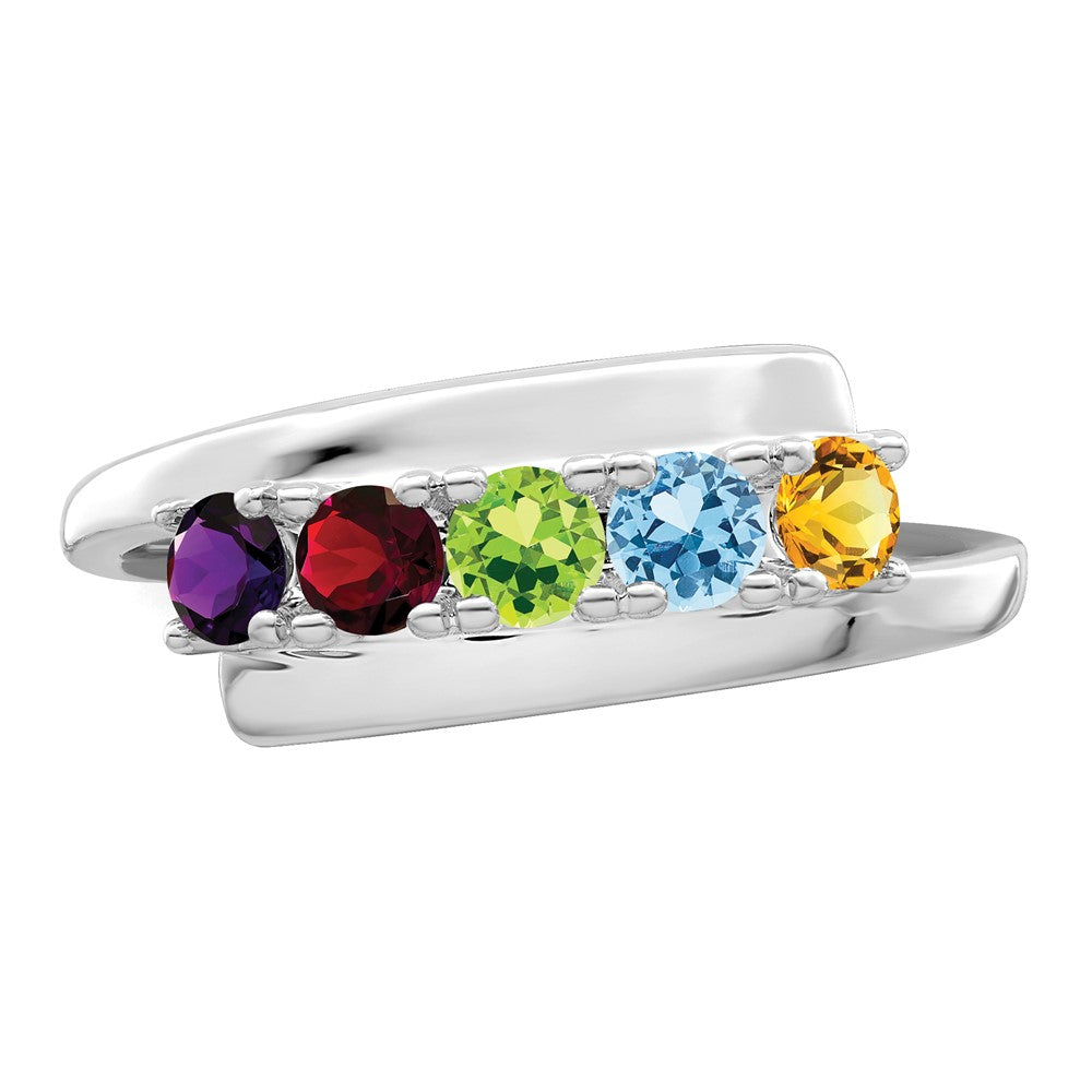 14k White Gold Genuine 5 Stone Mother's Ring