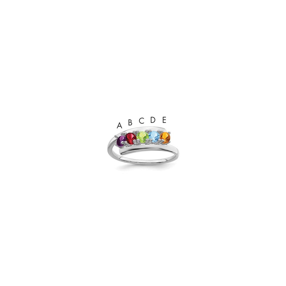 14k White Gold Synthetic Family Jewelry Ring