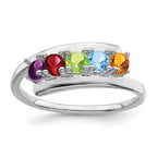 14k White Gold Synthetic Family Jewelry Ring