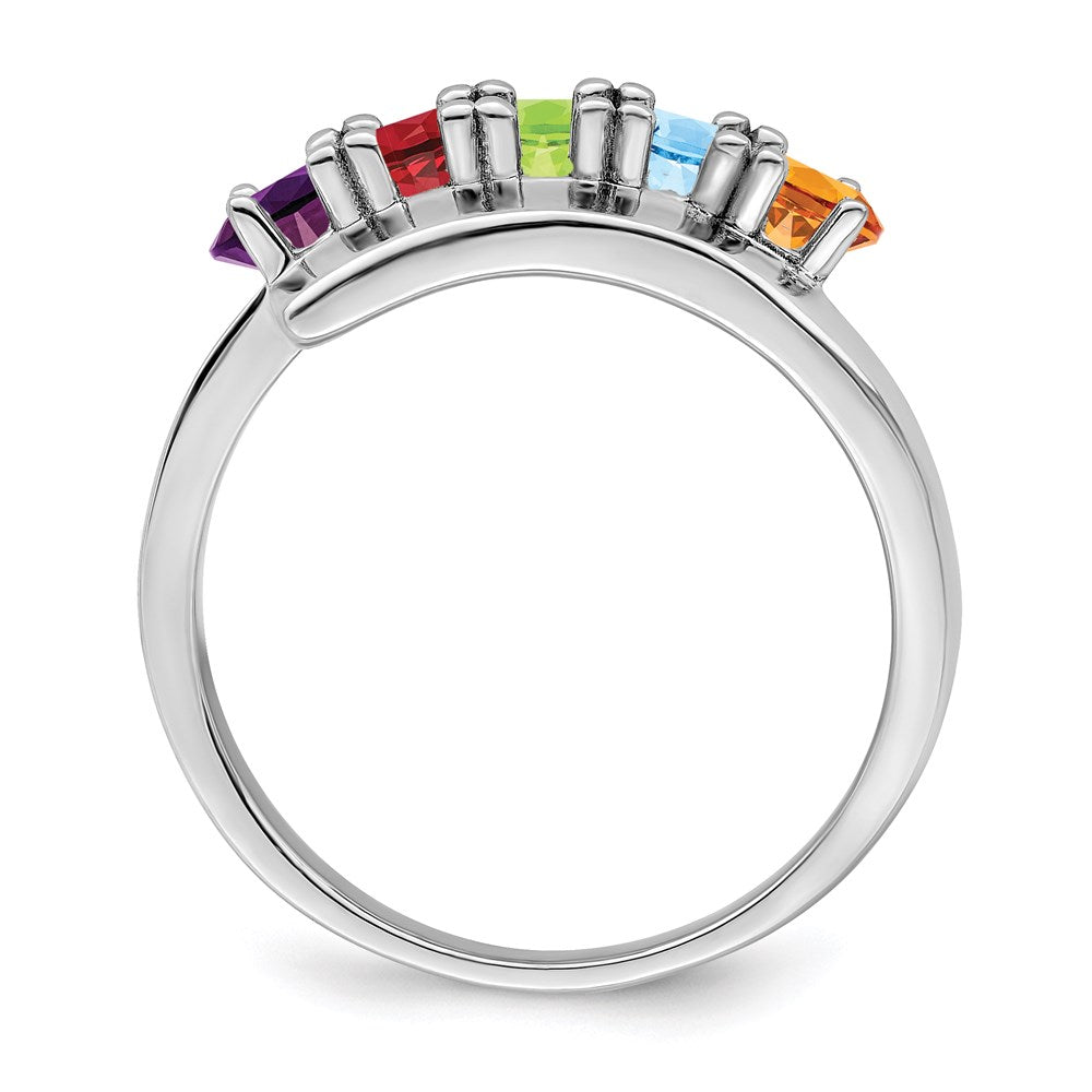 14k White Gold Synthetic Family Jewelry Ring