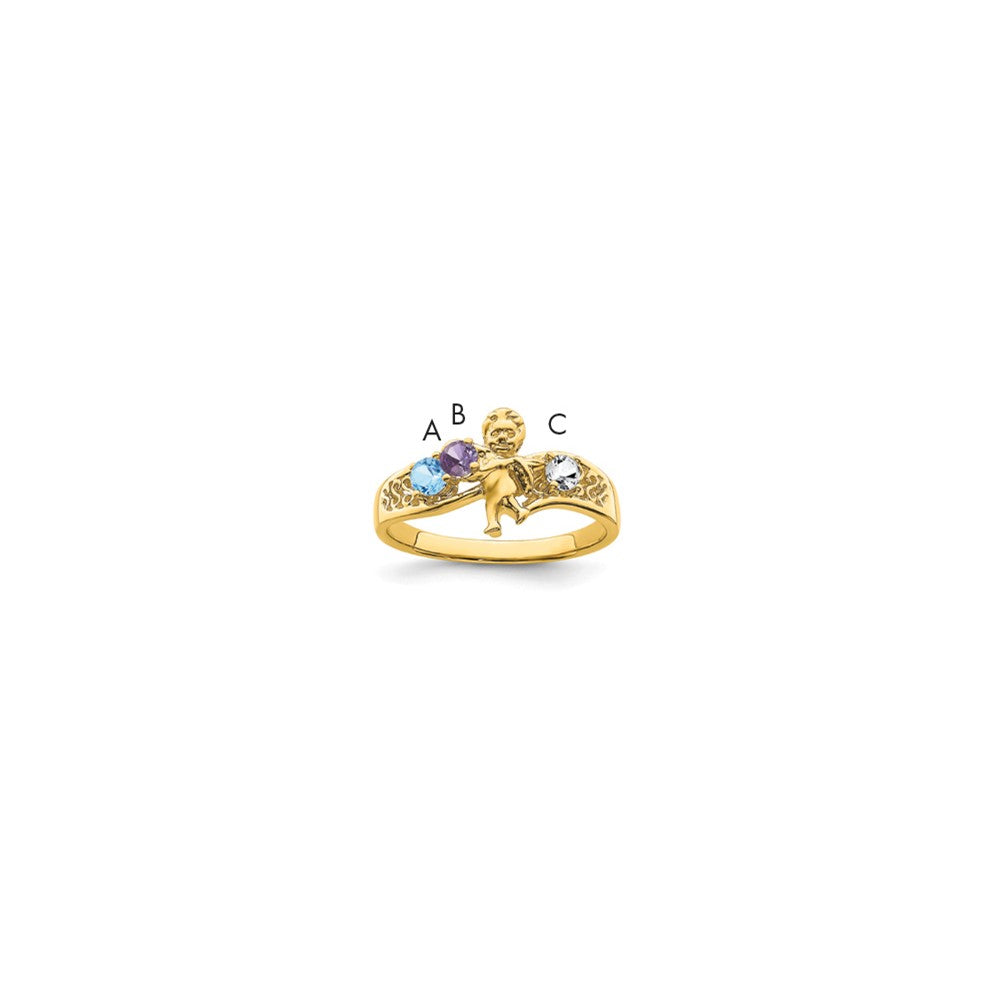 14k Genuine 3 Stone Mother's Ring