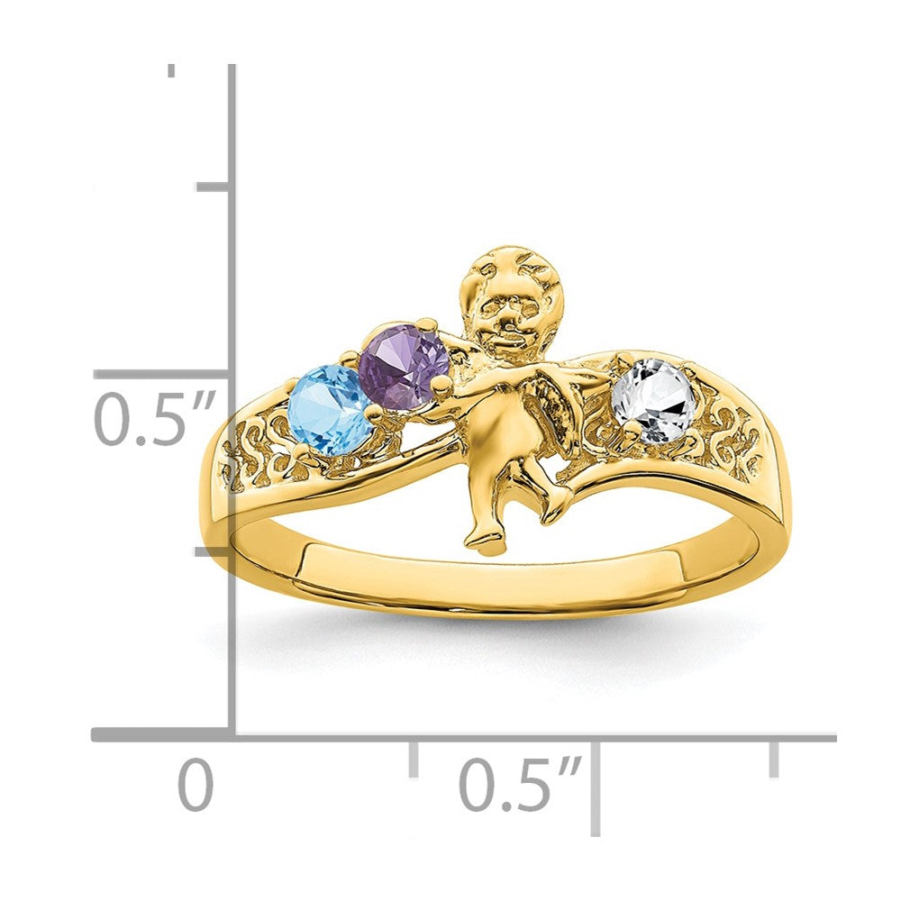 14k Genuine 3 Stone Mother's Ring
