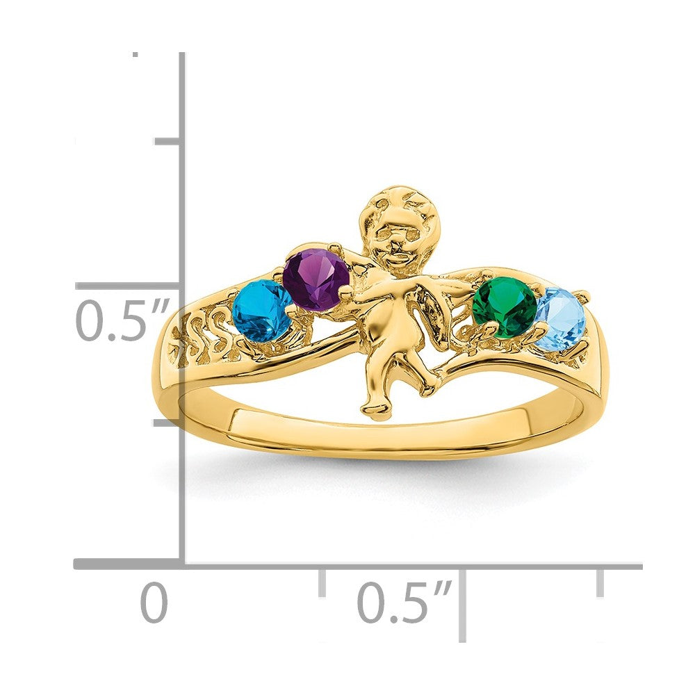 14k Synthetic Family Jewelry Ring