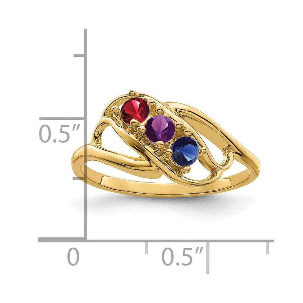 14k Genuine 3 Stone Mother's Ring