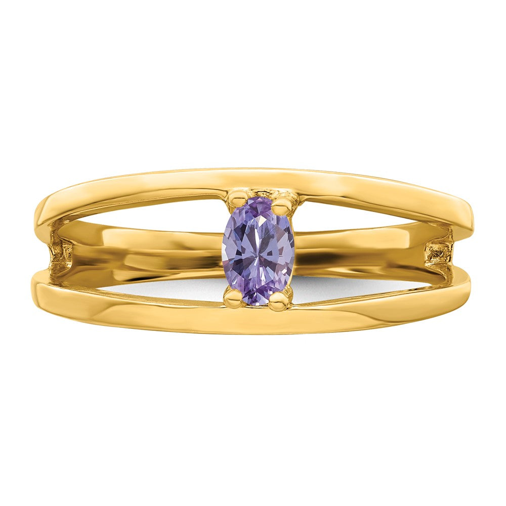 14k 5x3mm Oval Synthetic Family Jewelry Ring