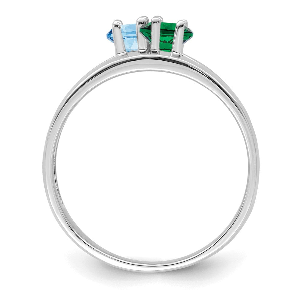 14k White Gold Genuine 2 Stone Mother's Ring