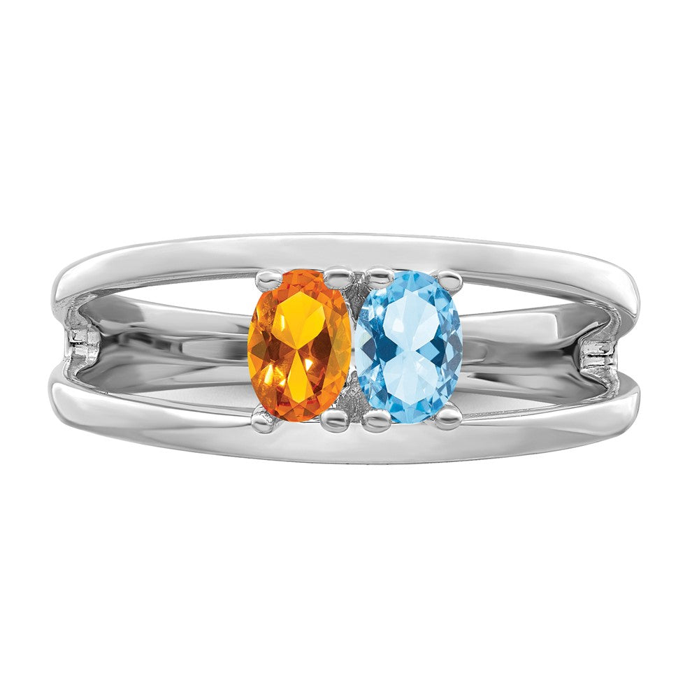 14k White Gold Synthetic Family Jewelry Ring