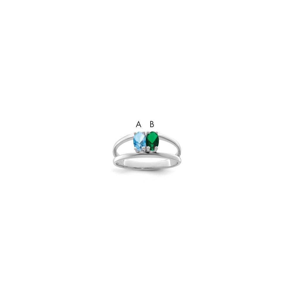 14k White Gold Synthetic Family Jewelry Ring