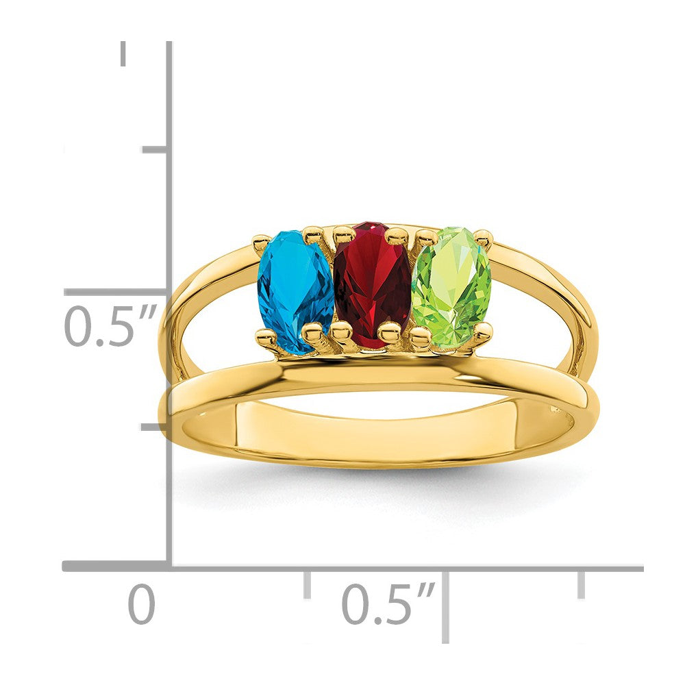 14k Genuine 3 Stone Mother's Ring