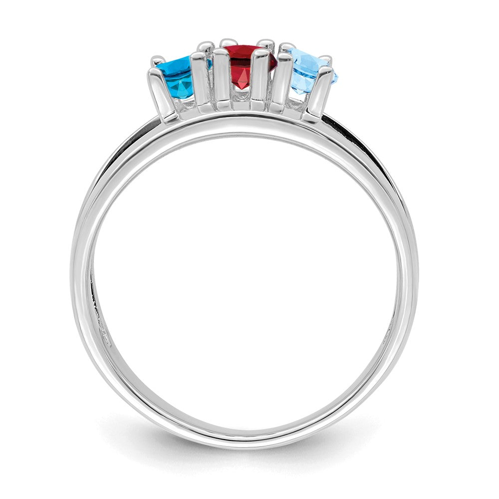 14k White Gold Synthetic Family Jewelry Ring