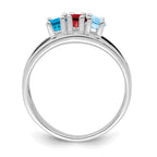 14k White Gold Synthetic Family Jewelry Ring