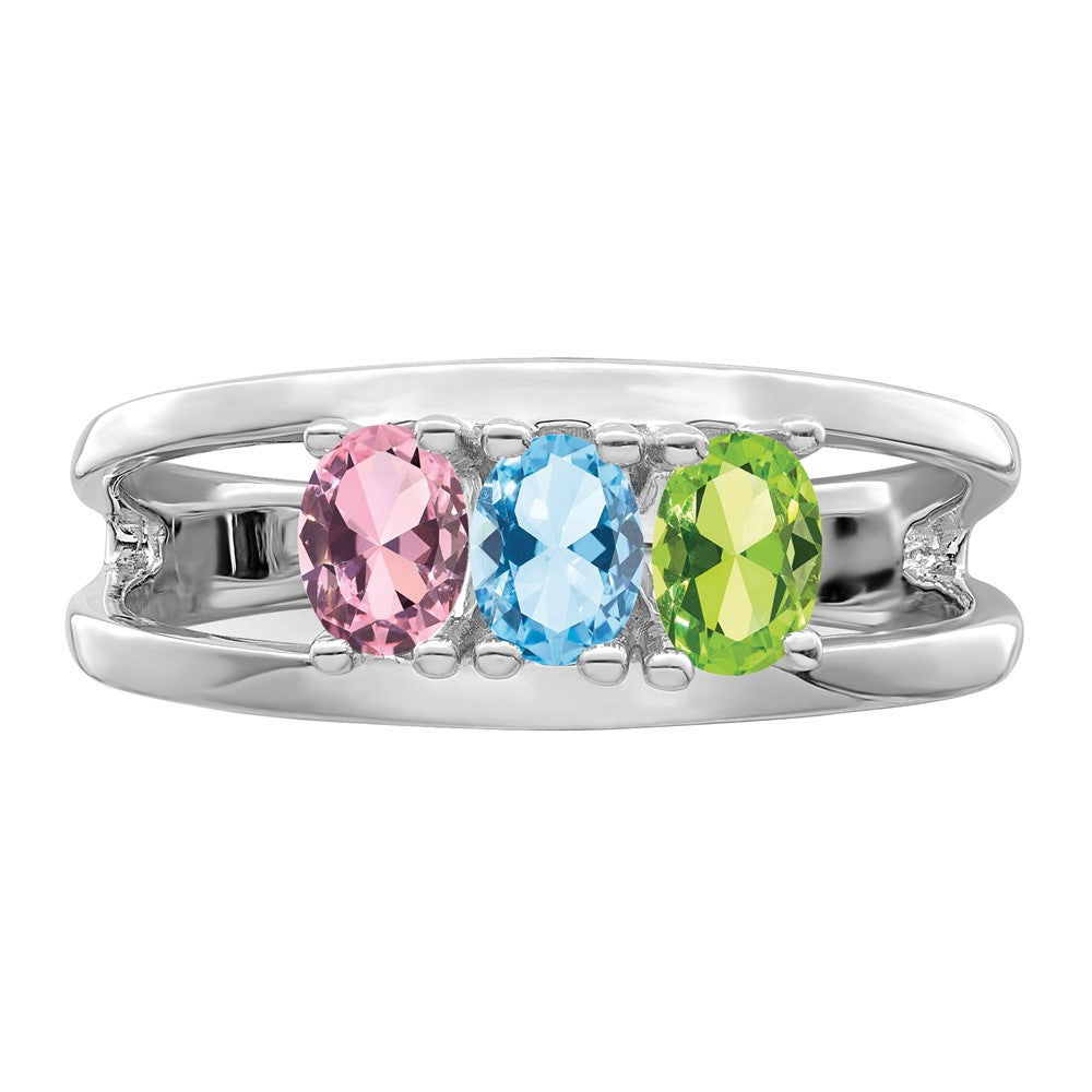 14k White Gold Synthetic Family Jewelry Ring