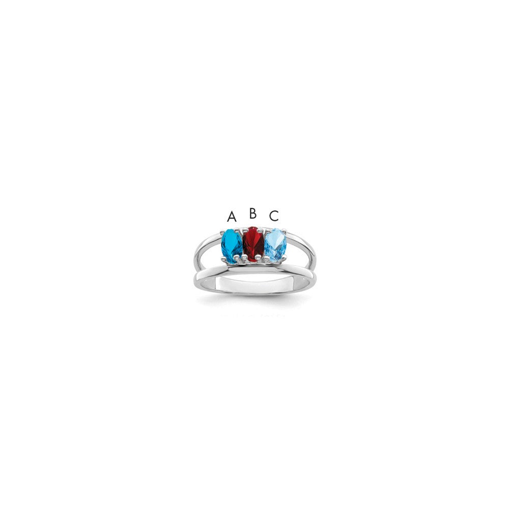 14k White Gold Synthetic Family Jewelry Ring