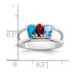 14k White Gold Genuine 3 Stone Mother's Ring
