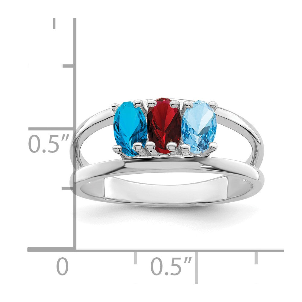14k White Gold Synthetic Family Jewelry Ring