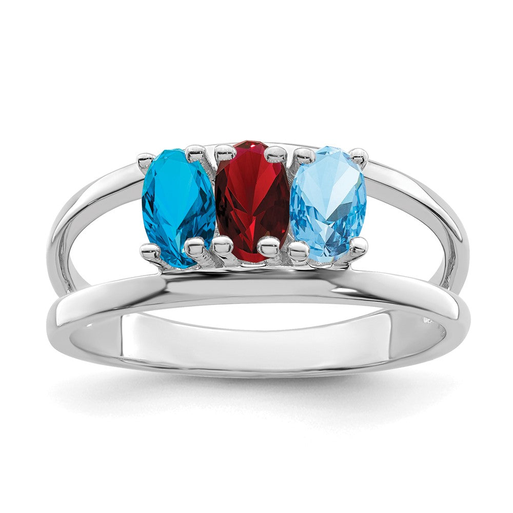 14k White Gold Synthetic Family Jewelry Ring