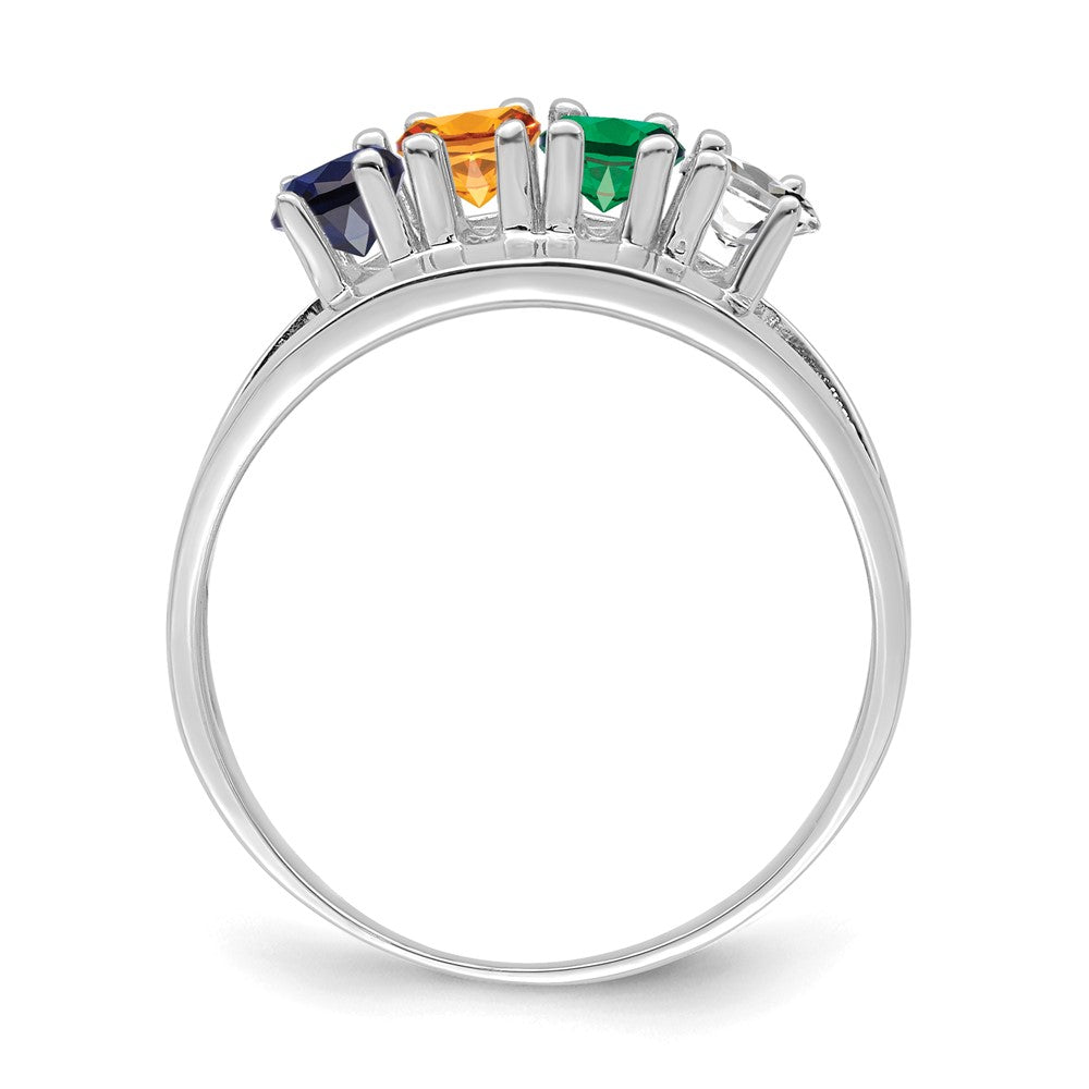 14k White Gold Synthetic Family Jewelry Ring