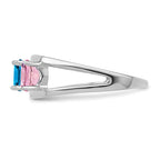 14k White Gold Synthetic Family Jewelry Ring