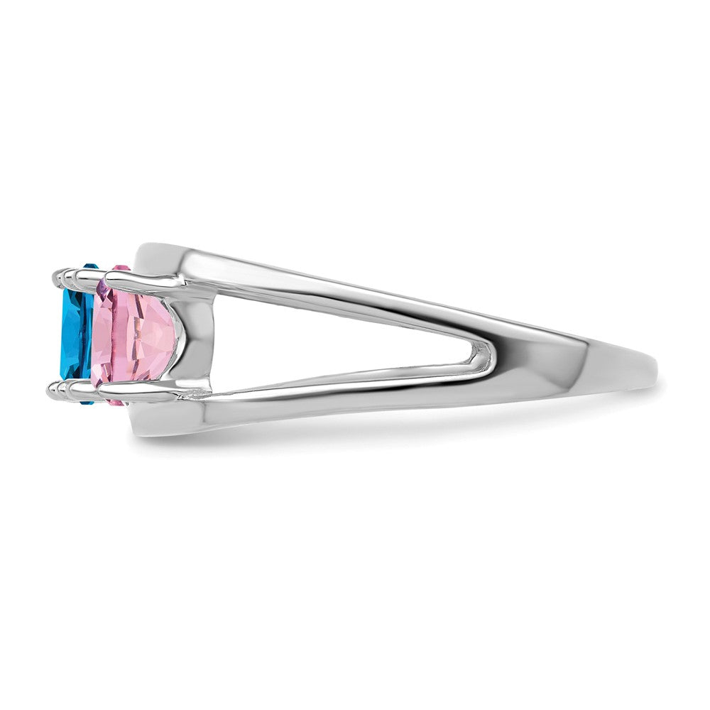14k White Gold Genuine 4 Stone Mother's Ring