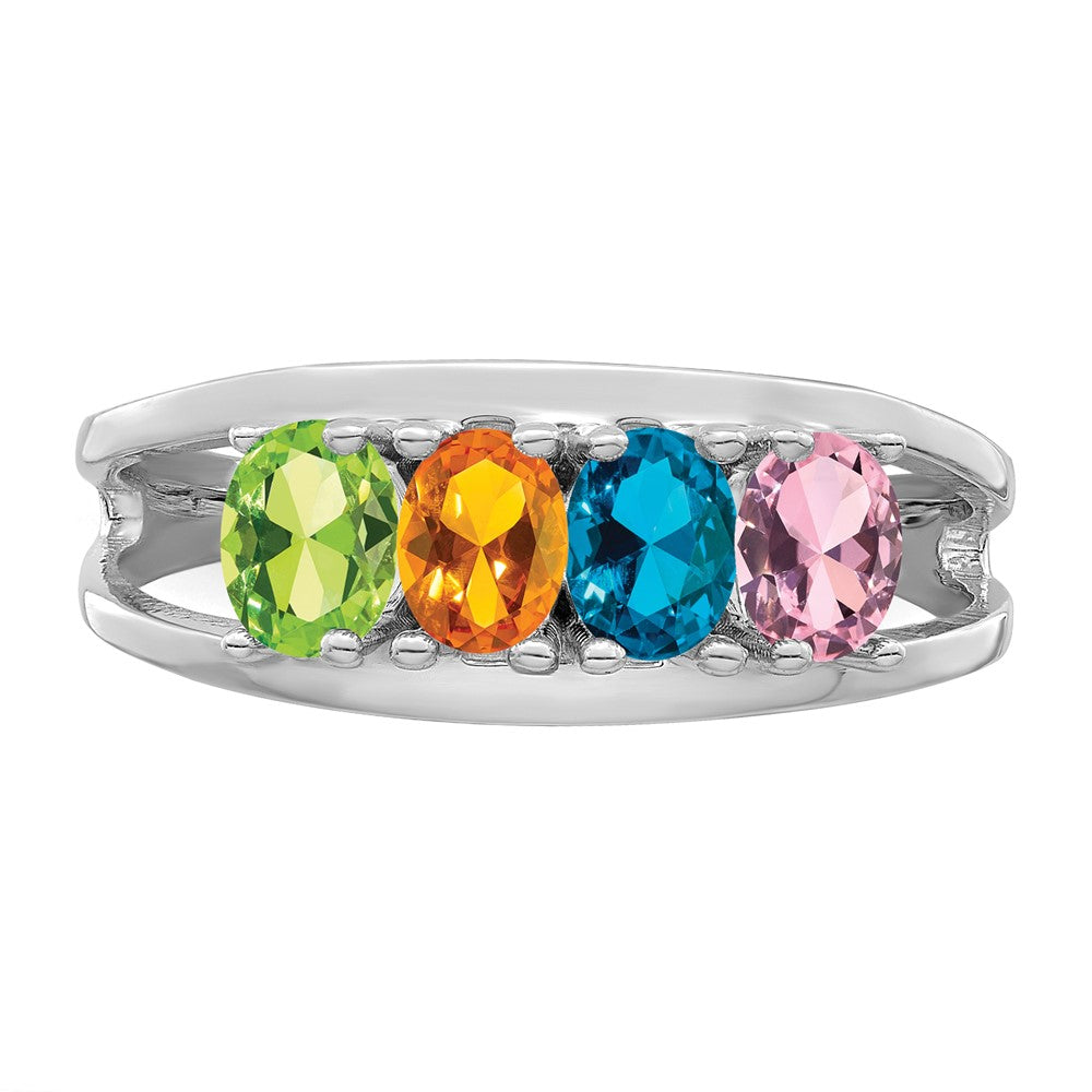 14k White Gold Genuine 4 Stone Mother's Ring