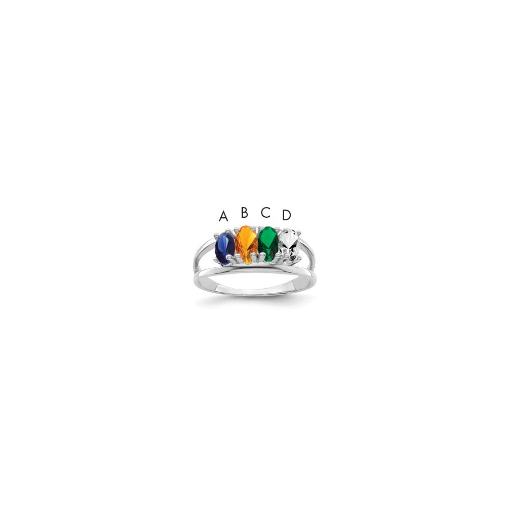 14k White Gold Synthetic Family Jewelry Ring