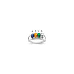 14k White Gold Synthetic Family Jewelry Ring
