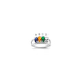 14k White Gold Genuine 4 Stone Mother's Ring