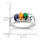 14k White Gold Synthetic Family Jewelry Ring