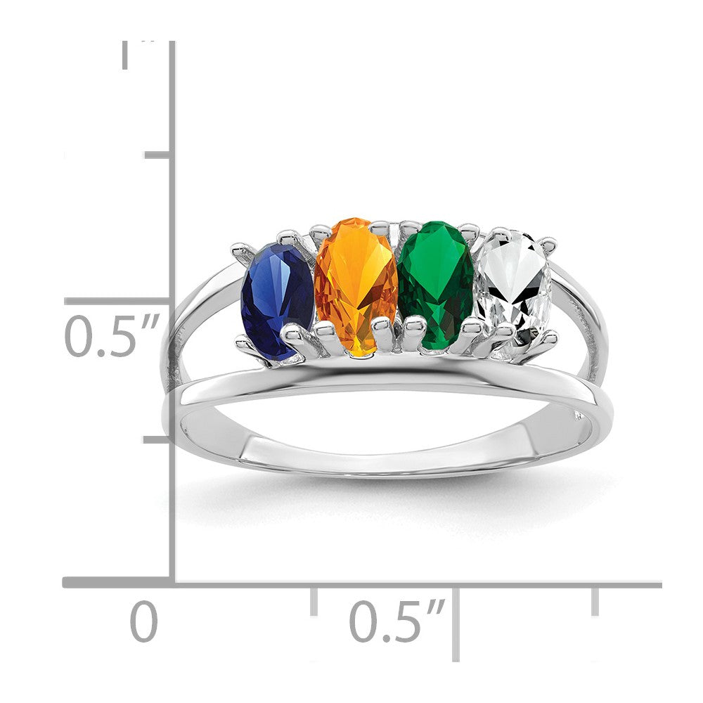 14k White Gold Genuine 4 Stone Mother's Ring