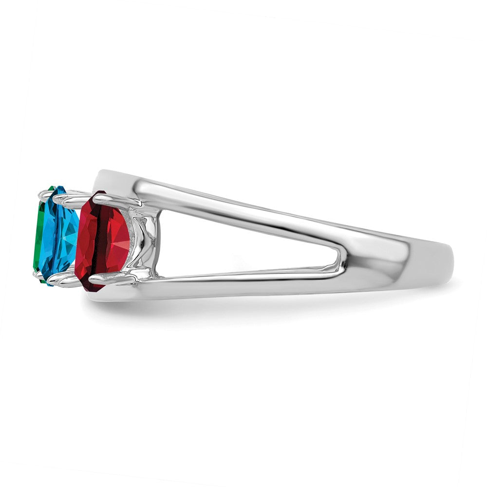 14k White Gold Synthetic Family Jewelry Ring