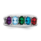 14k White Gold Genuine 5 Stone Mother's Ring