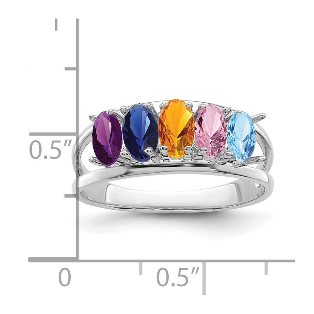 14k White Gold Synthetic Family Jewelry Ring