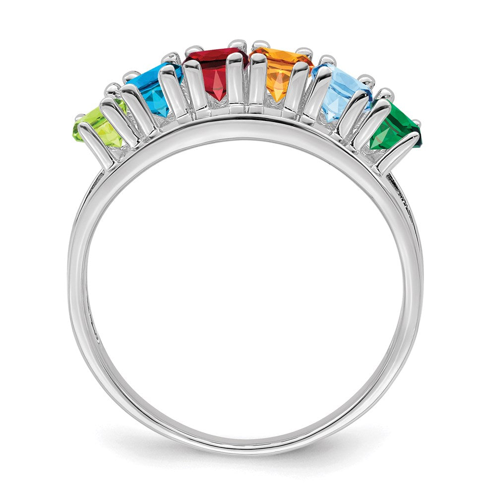 14k White Gold 5x3mm Oval Synthetic Family Jewelry Ring