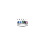 14k White Gold 5x3mm Oval Synthetic Family Jewelry Ring