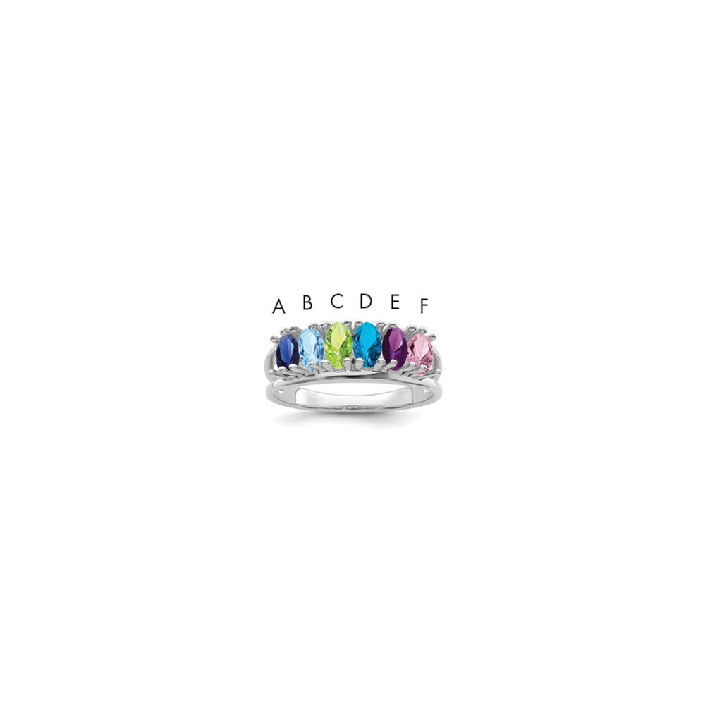 14k White Gold 5x3mm Oval Synthetic Family Jewelry Ring