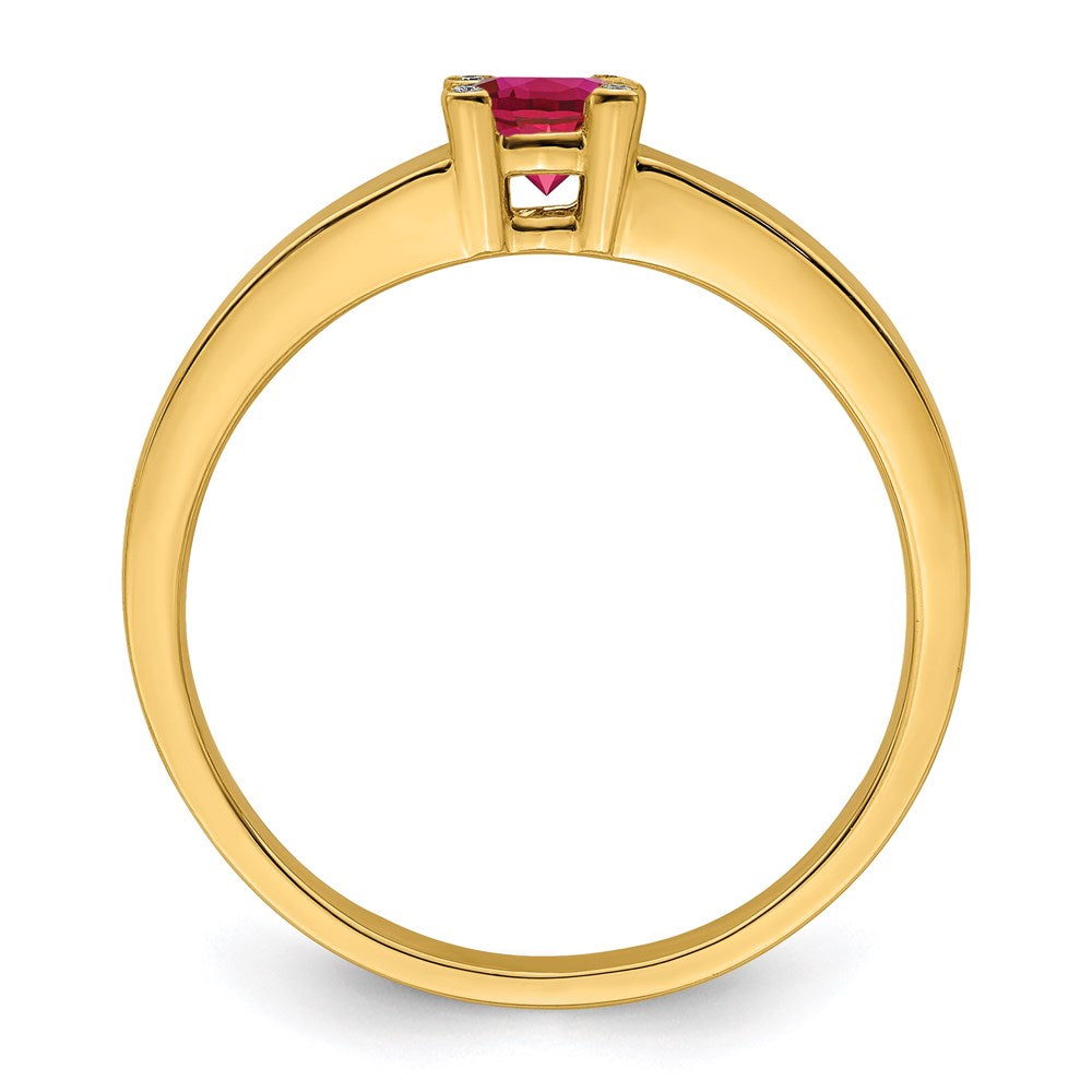 14K Family Jewelry Synthetic Stone & Diamond Set Ring