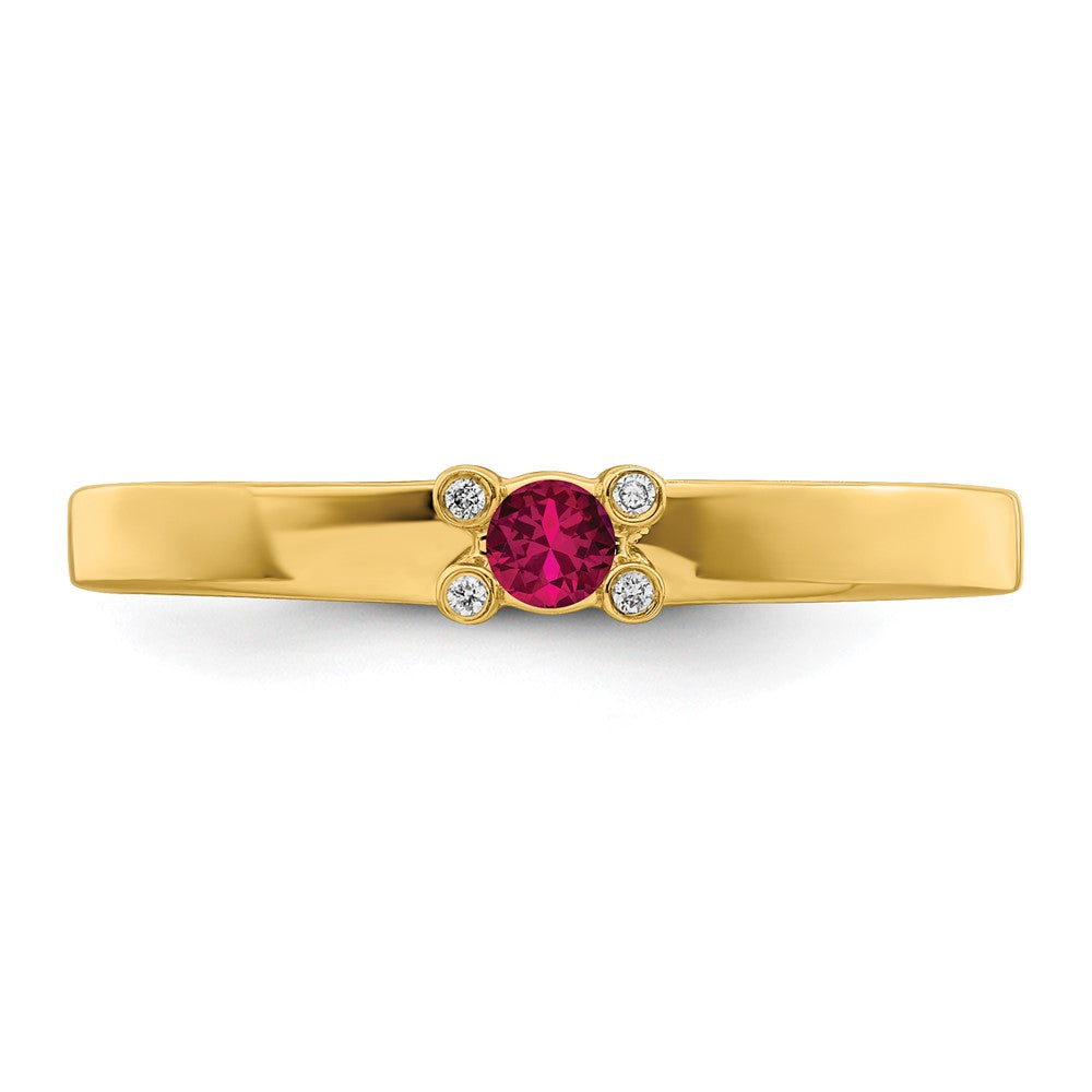 14K Family Jewelry Synthetic Stone & Diamond Set Ring