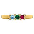 14K Family Jewelry Synthetic Stone & Diamond Set Ring
