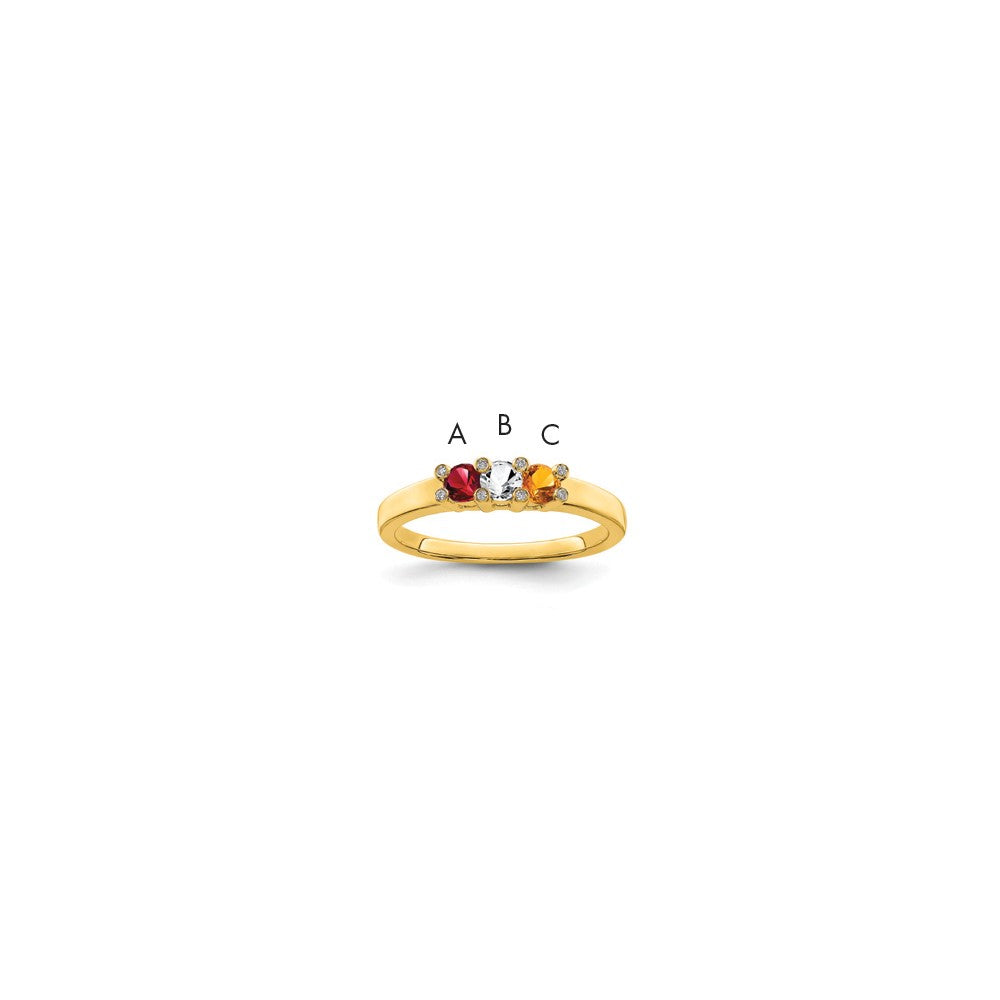 14K Family Jewelry Genuine Stone & Diamond Set Ring