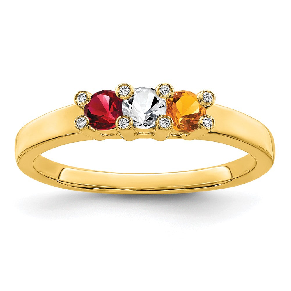 14K Family Jewelry Genuine Stone & Diamond Set Ring