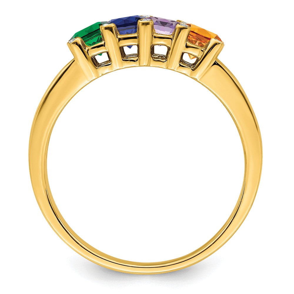 14K Family Jewelry Synthetic Stone & Diamond Set Ring