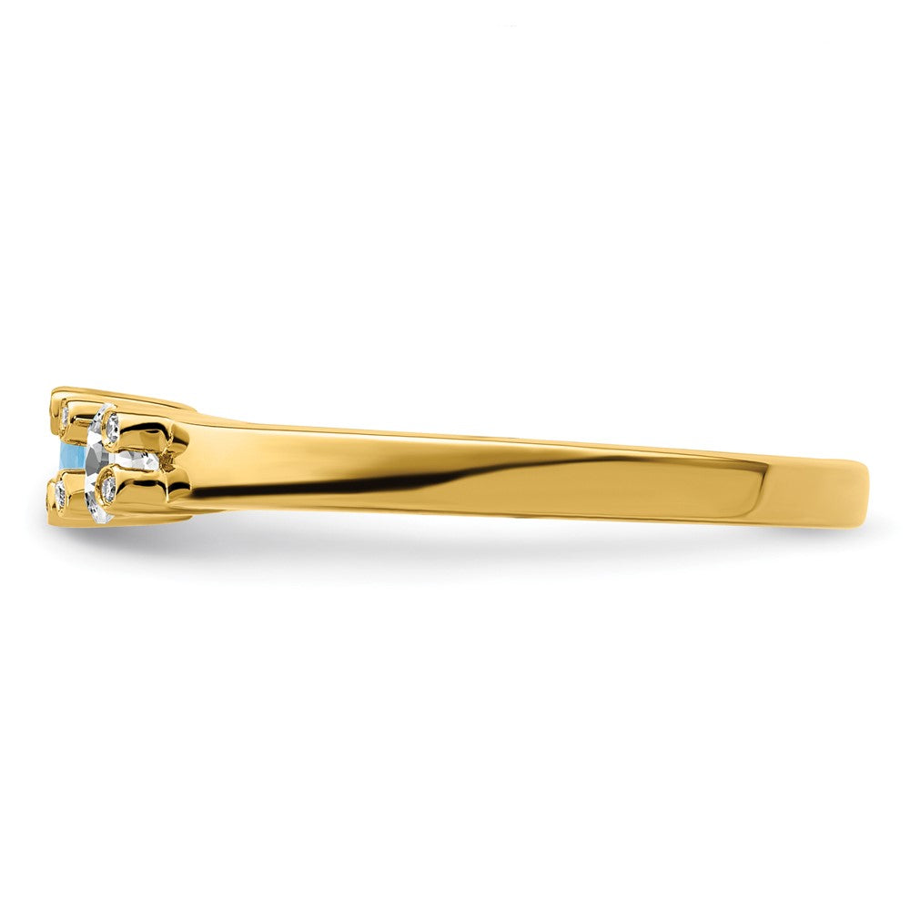14K Family Jewelry Synthetic Stone & Diamond Set Ring