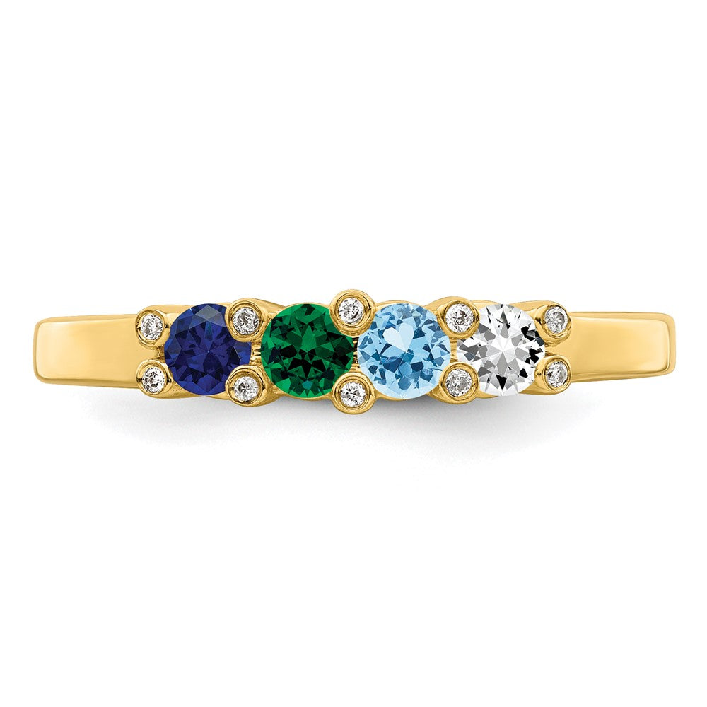 14K Family Jewelry Synthetic Stone & Diamond Set Ring