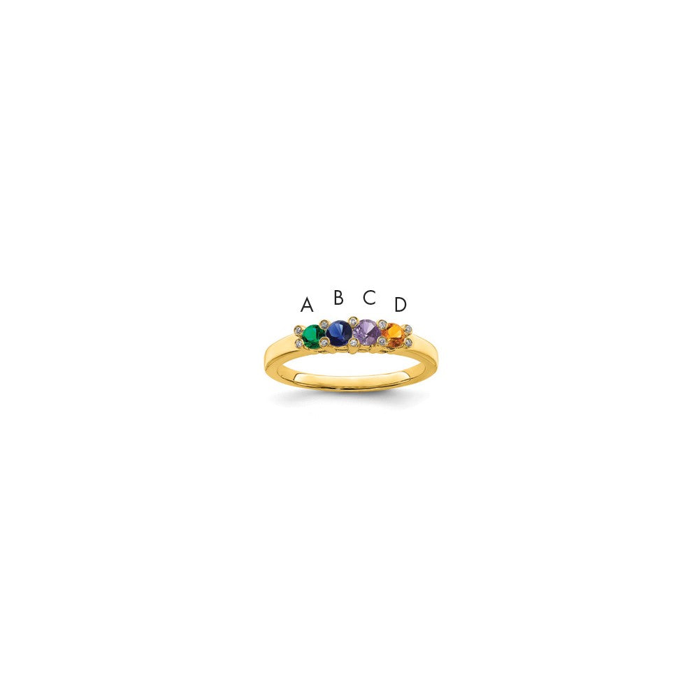 14K Family Jewelry Genuine Stone & Diamond Set Ring
